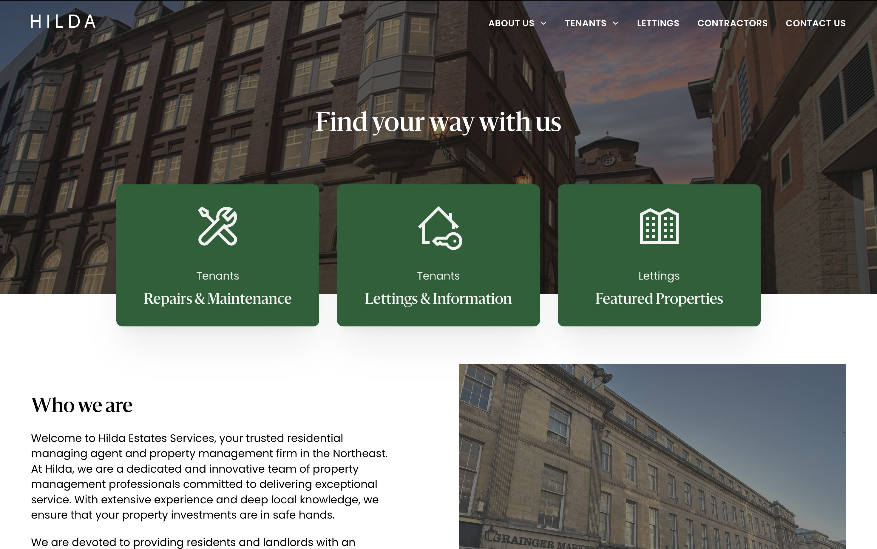 Hilda Estates portfolio and website overview