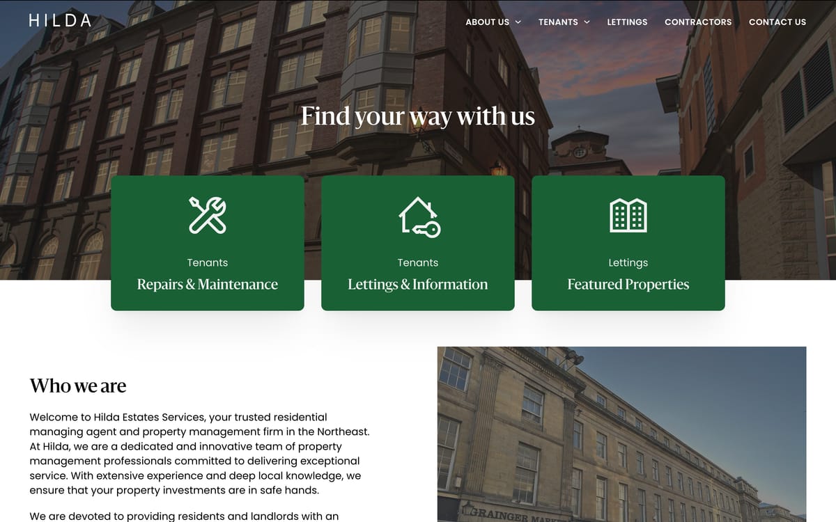 Hilda Estates property website homepage