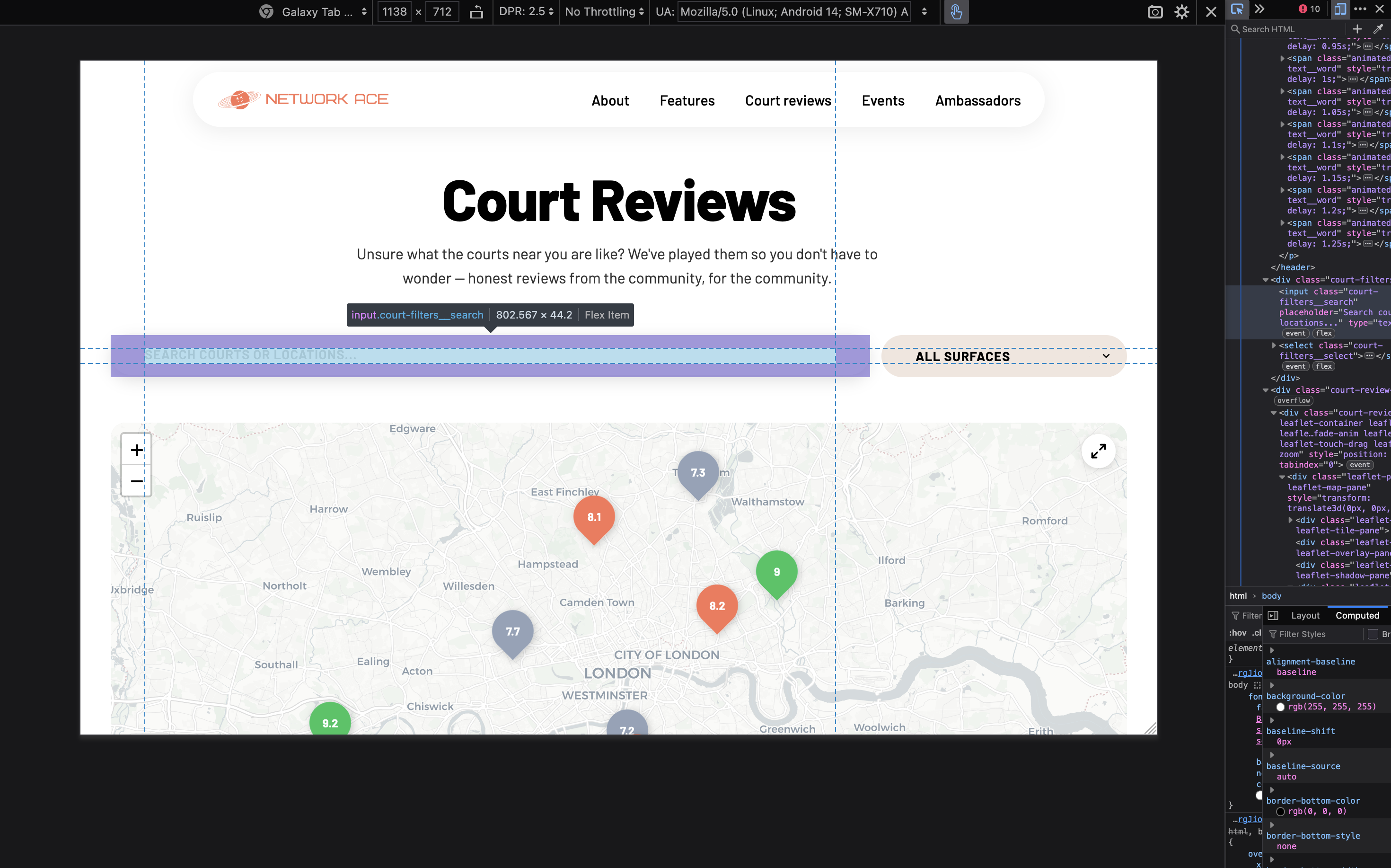 Responsive UI screenshot